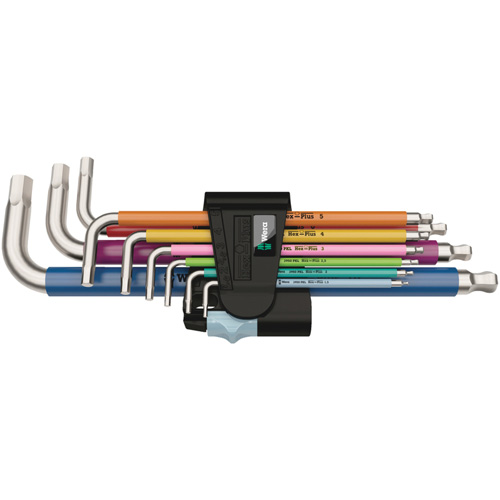 3950/9 Hex-Plus Multicolour Stainless 1 L-Key Set, 9 Pcs., Metric Action Paper