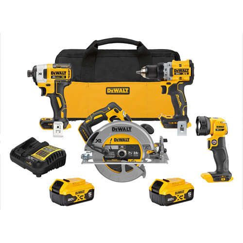 XR&reg; Brushless Cordless 4-Tool Combo Kit, Lithium-Ion, 20 V Action Paper