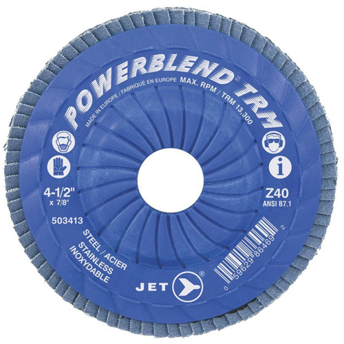 POWERBLEND TRM Trimmable Flap Disc, 4-1/2" x 7/8", Type 29, Z60 Grit, Zirconia Alumina Action Paper