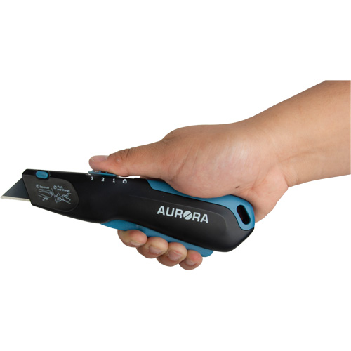 Retractable Safety Knife , Stainless Steel, Heavy-Duty, Plastic/Aluminum Handle Action Paper