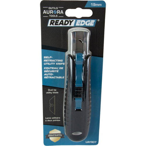 Standard-Duty Retractable Safety Knife, Stainless Steel, Rubber Handle Action Paper