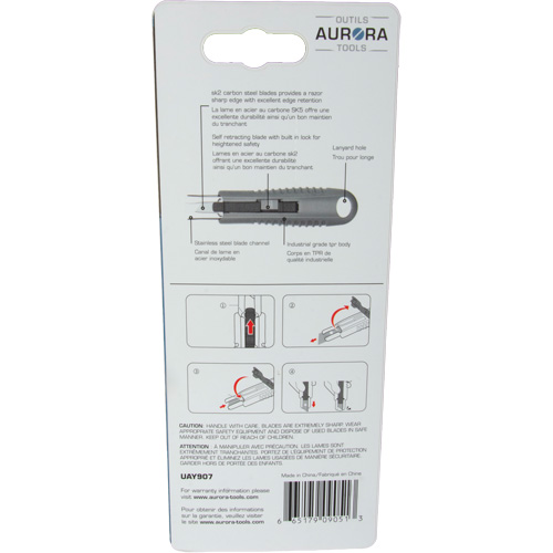 Standard-Duty Retractable Safety Knife, Stainless Steel, Rubber Handle Action Paper