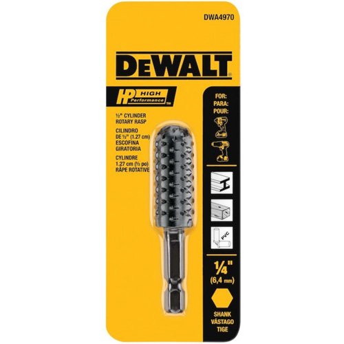 High Performance 1/2" Cylinder Rotary Rasp with 1/4" Hex Shank Action Paper