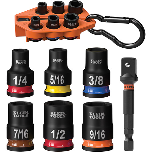 Grab-And-Go Impact Socket Set, SAE, 7 Pcs, Impact, 3/8" Drive Size Action Paper