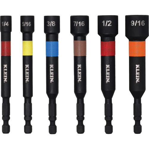 Power Nut Setters, 1/2"/5/16"/1/4"/3/8"/7/16"/9/16" Tip, 1/4" Drive, 4" L, Magnetic Action Paper