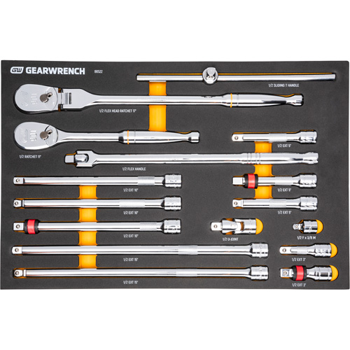 Ensemble d'outils &agrave; cliquet et d'entraînement 1/2" &agrave; 90 dents avec plateau de rangement en mousse Action Paper
