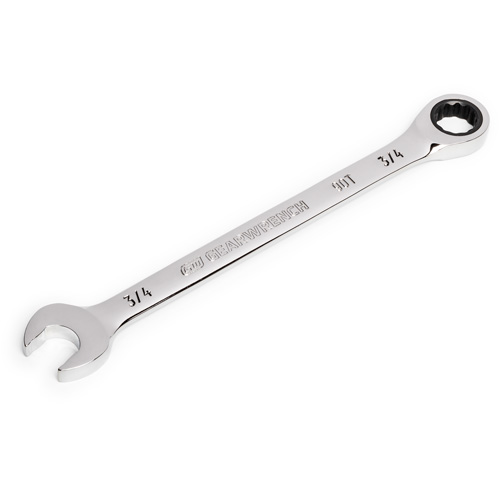 90-Tooth Ratcheting Combination Wrench, 12 Point, 3/4", Chrome Finish Action Paper