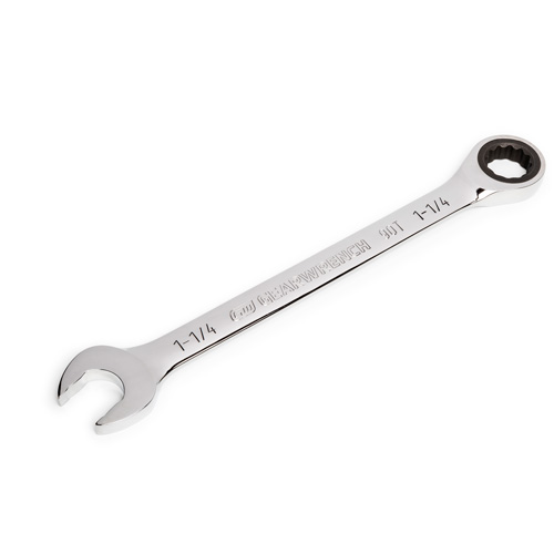 90-Tooth Ratcheting Combination Wrench, 12 Point, 1-1/4", Chrome Finish Action Paper