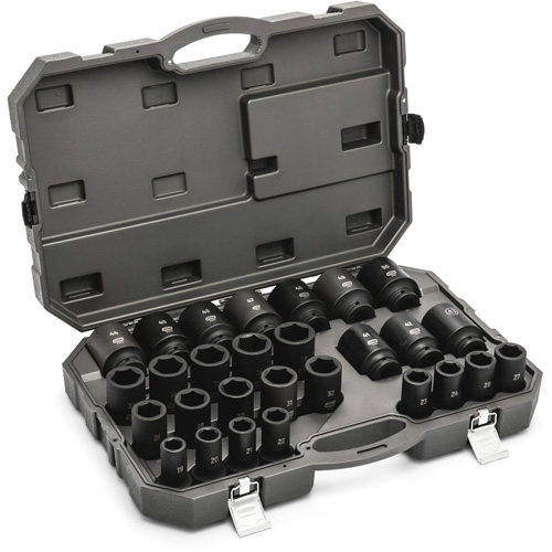 Jeu de douilles m&eacute;triques &agrave; 6 pans, 28 Mcx, Chocs, Prise de 3/4", Profond Action Paper