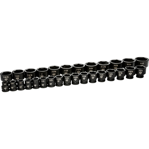 Jeu de douilles SAE &agrave; 6 pans, 29 Mcx, Chocs, Prise de 3/4" Action Paper