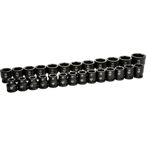 Jeu de douilles m&eacute;triques &agrave; 6 pans, 26 Mcx, Chocs, Prise de 3/4" Action Paper