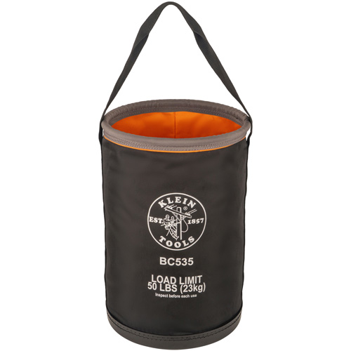 Straight Utility Bucket, 17" L x 12" W x 4" H, Nylon, Black/Grey/Orange Action Paper