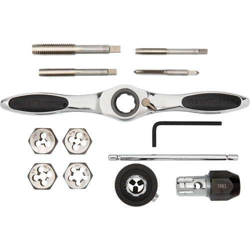 Jeu de tarauds et fili&egrave;res SAE &agrave; cliquet, 13 Morcea Action Paper