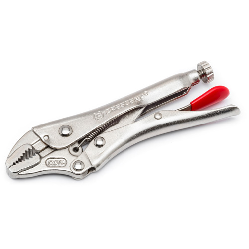 Locking Pliers with Wire Cutter, 7" Length, Curved Jaw Action Paper