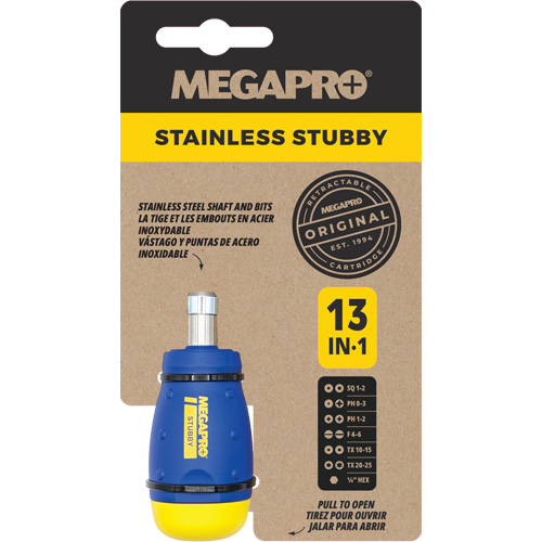 Tournevis court 13-en-1, 4-1/2" lo, Prise Plastique Action Paper