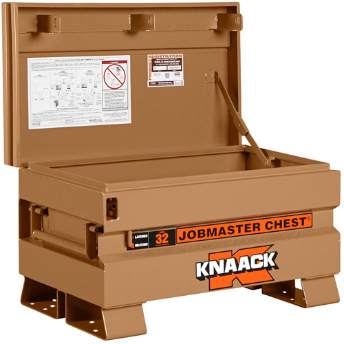 Model 32 Jobsite Chest with Padlock, 32" x 19" x 19", Steel, Tan Action Paper
