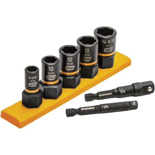 Metric Bolt Biter Extraction Socket Set, 7 Pcs, Impact, 1/4"/3/8" Drive Size Action Paper