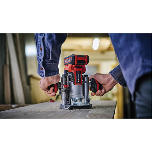 Professional Cordless Compact Router with Fixed Base & Plunge Base (Tool Only) Action Paper