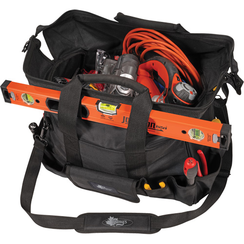 Phantom Collection 18" Contractor's Tool Bag, Ballistic Polyester, 25 Pockets, Black Action Paper