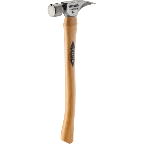 Marteau &agrave; face lisse en titane avec manche incurv&eacute; en noyer, 14 oz, Prise en Bois, 18" lo Action Paper