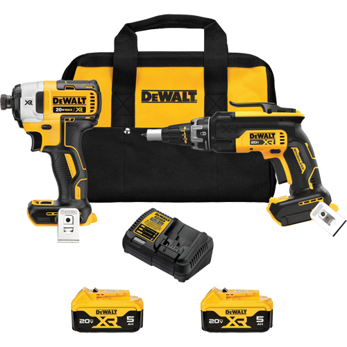 MAX Brushless Cordless Drywall Screw Gun & Impact Driver Kit, 20 V Action Paper