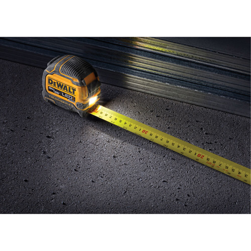 TOUGHSERIES Lighted Tape Measure, 26'/8 m, Imperial & Metric Graduations Action Paper