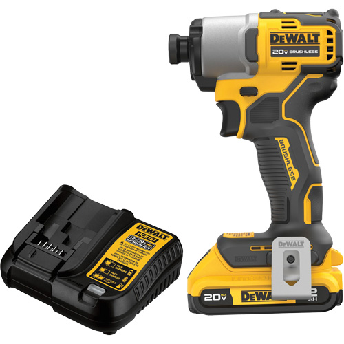 Brushless Cordless Impact Driver Kit, 1/4", 1700 in-lbs Max. Torque, 20 V, Lithium-Ion Action Paper