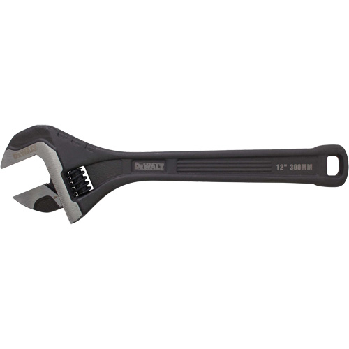 All Steel Adjustable Wrench, 12" L, Black/Plain Action Paper
