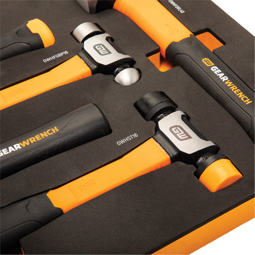 Mixed Hammer Set in Foam Storage Tray, 5 Pieces Action Paper