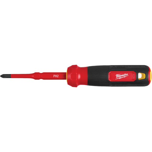 2-in-1 1000V Insulated Flip Shank Multi-Bit Screwdriver, 8-4/5" L, Cushion Grip Handle Action Paper