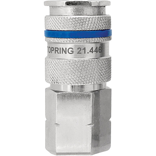 Raccord industriel rapide QUIKSILVER, Laiton nickel&eacute;, 1/4", NPT femelle, 435 PSI Action Paper