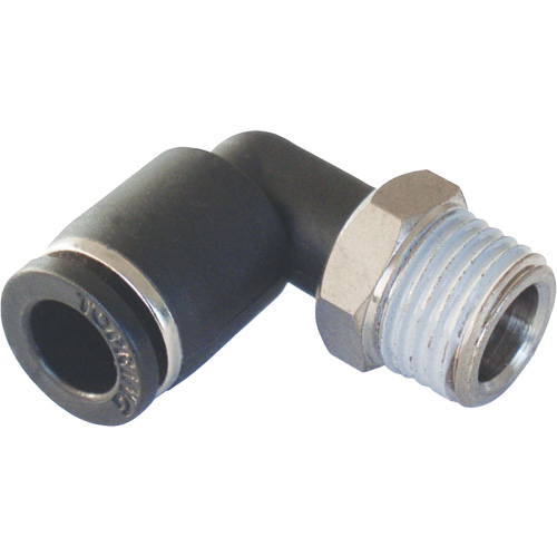 Adaptateur coude m&acirc;le NPT MAXFIT &agrave; raccord instantan&eacute; (push-to-connect), 3/8" x 1/2" dia., Polym&egrave;re PBT Action Paper