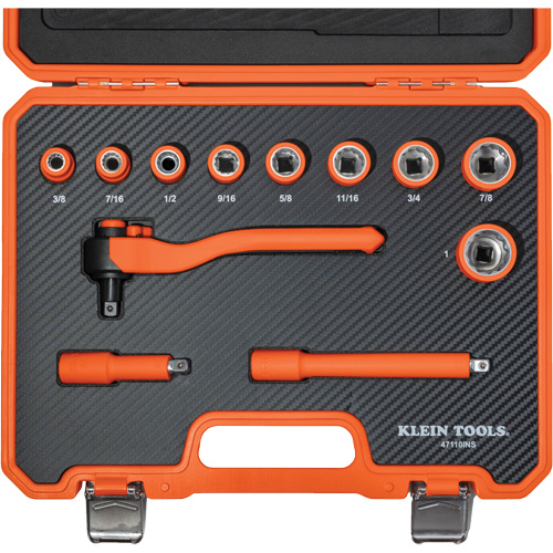 Insulated Ratchet & Socket Set with Case, 1000 V, 12 Pcs Action Paper