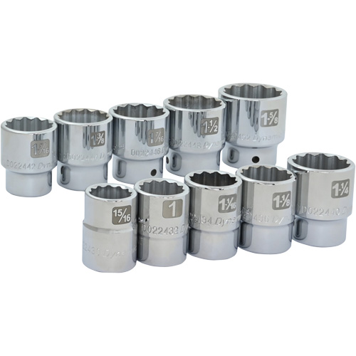 12-Point SAE Socket Set, 10 Pcs, 3/4" Drive Size Action Paper