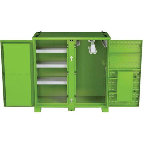 Armoire ventil&eacute;e pour le rangement d'&eacute;PI sur place, Acier, Vert lime haute visibilit&eacute; Action Paper