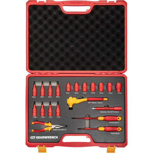 3/8" Drive VDE Insulated Tool Set, 1000 V, 20 Pcs Action Paper