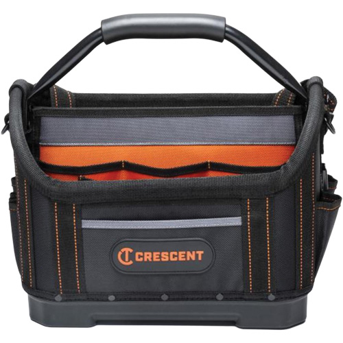 Sac ouvert de 14" pour outils d'ouvrier, 1680 Denier/Polyester, 25 pochettes, Noir/Gris/Orange Action Paper