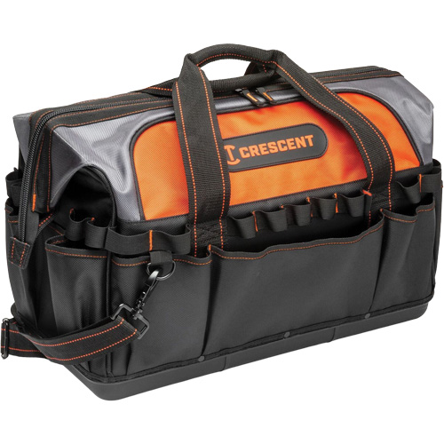 Sac &agrave; outils 20" pour entrepreneur, 1680 Denier/Polyester, 31 pochettes, Noir/Gris/Orange Action Paper