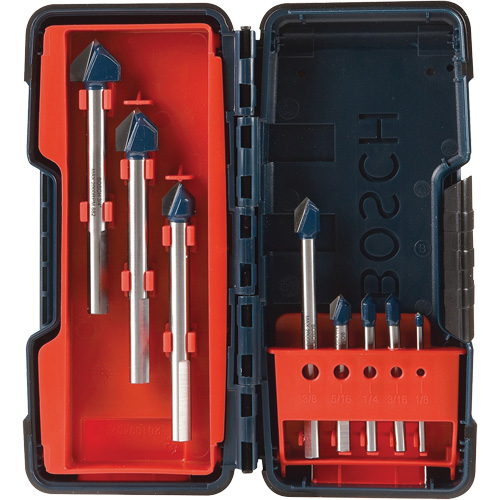 Glass & Tile Drill Bit Set, 8 Pieces, Carbide Action Paper