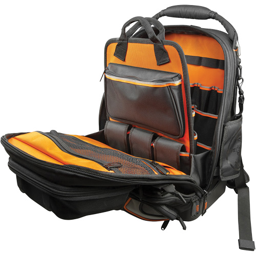 Tradesman Pro Tool Master Tool Bag Backpack, 11" L x 13-1/2" W, Black/Grey/Orange, Polyester Action Paper