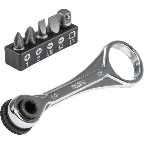 5-Piece Slim-Profile Mini Ratchet Set, 5/16"/1/4" Drive, Plain Handle Action Paper