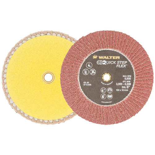 QUICK-STEP FLEX Flap Disc, 6" x Type 29, 60 Grit, Aluminum Oxide Action Paper