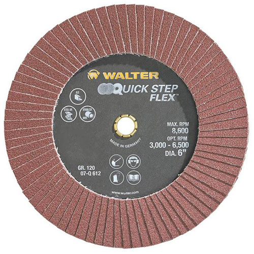 Disque &agrave; lamelles QUICK-STEP FLEX, 6" x Type 29, Grain 120, Oxyde d'aluminium Action Paper