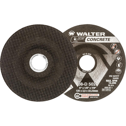 Depressed Centre Grinding Wheels - Concrete Type 27, 5" x 1/8", 7/8" Arbor, Type 27 Action Paper