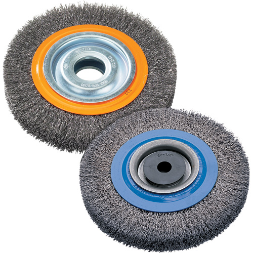 Brosse rotative, 8" dia., Fils 0,118", Arbre 1-1/4" Action Paper