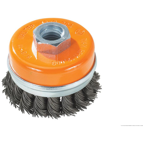 Brosse boisseau &agrave; fils nou&eacute;s avec anneau, 4" dia. x 5/8"-11 arbre Action Paper
