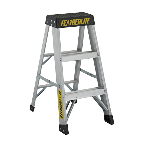 Industrial Extra Heavy-Duty Step Stool/Ladders, 3', Aluminum, 300 lbs. Capacity, Type 1A Action Paper