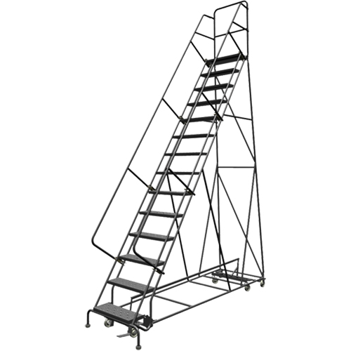 &eacute;chelles roulantes multidirectionnelles, 14 marches, Largeur de la marche 24", Hauteur de la plateforme 140", Acier Action Paper
