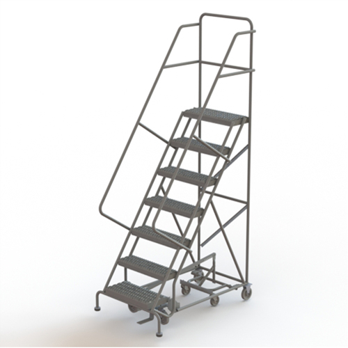 All Directional Rolling Ladder, 7 Steps, 24" Step Width, 70" Platform Height, Steel Action Paper