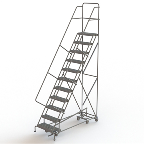 All Directional Rolling Ladder, 11 Steps, 24" Step Width, 110" Platform Height, Steel Action Paper